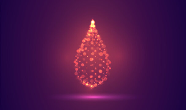 3D object made of dots, bright glow against a purple and magenta background