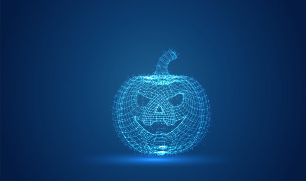 mesh 3D object, bright glow on a blue background