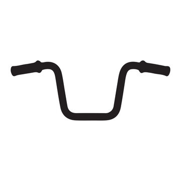 Linear Illustration of Bicycle Handlebars with Grips on White Background