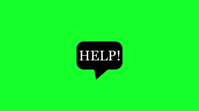 Animated Help text sign in speech bubble animation in 4k animation with alpha channel doddle help sign bubble speech on transparent background text animation help!