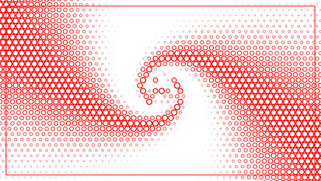 Abstract background, with red circular, halftone spiral, dark, black backdrop, digital, pattern, geometric vortex, effect for visual media isolated on a transparent background