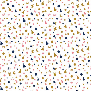 New Year's Eve festive pattern with confetti
