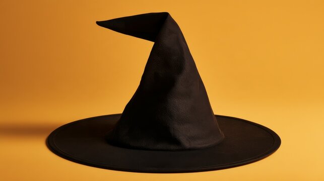 Black witch conical hat on isolated background. Halloween decor