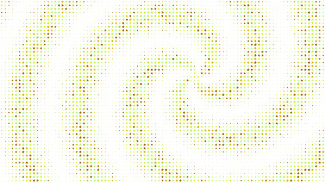 Abstract background, with swirling gold, dots, halftone pattern, of yellow and, orange circular points, on a dark, black background, digital texture isolated on a transparent background