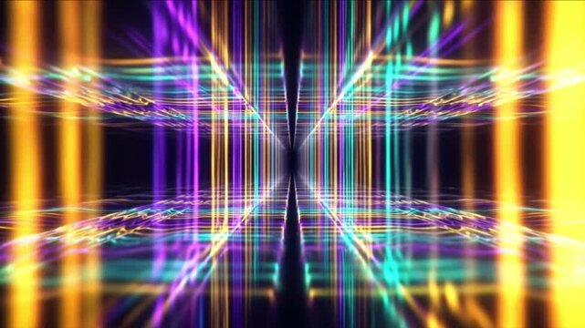 キラル光学膜の波動が深遠な空間を波状に層状化するサイバー背景動画