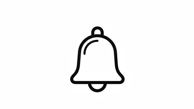 Ringing line art notification bell animation with sound waves. Outline alarm bell motion graphic for mobile app UI, alert notice, and social media.
