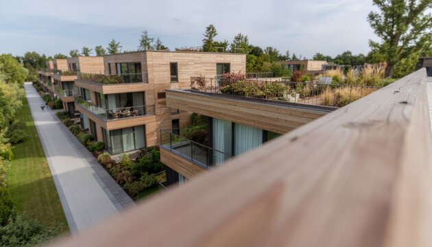 Modern apartment buildings in a green residential area in the city 