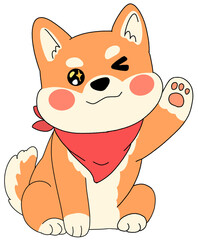 shiba dog cartoon illustration © imui.art