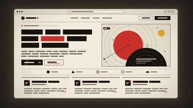 Website wireframe transforms into different UI design styles with pixel glitch transitions, seamless loop
