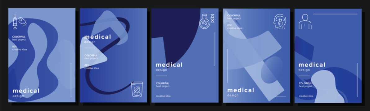 Futuristic inspiration catalogue medical abstract geometric a4 poster. journal contrast, club points, neat contemporary, circles sophistication vector medical background illustration