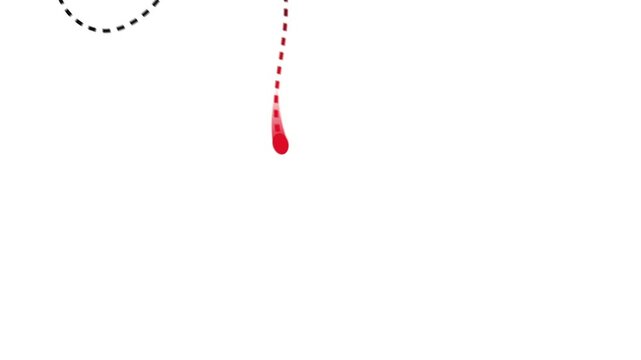 Map pin route animation with a dotted travel path winding from start point to a red destination pin