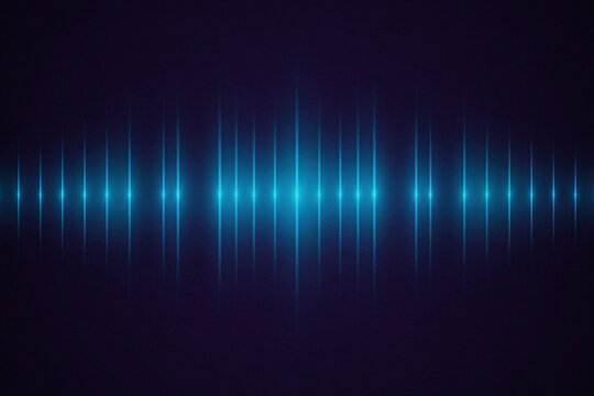Glowing blue digital sound wave audio equalizer visualization with digital signal glowing lines blue light electronic music waveform graphic audio spectrum high tech