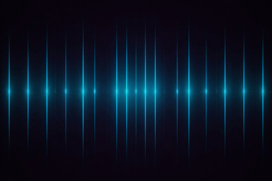 Abstract digital audio waveform with vertical blue glowing lines sound wave blue glow digital music frequency spectrum data visualization pulsing light high tech
