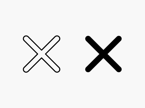 Cross delete rounded icon set for cancel and remove