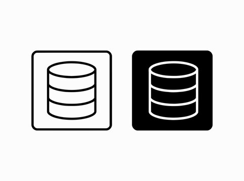 Database server square icon set for data storage and network