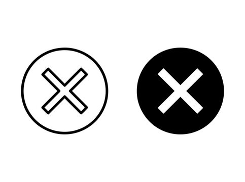 Cross delete circle icon set for cancel and remove