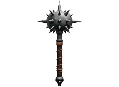 Medieval mace weapon with spiked metal head