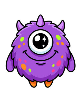 Cute Purple One-Eyed Monster Kawaii Style