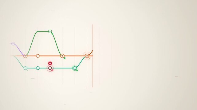 Version control branch graph with commits and merges on beige