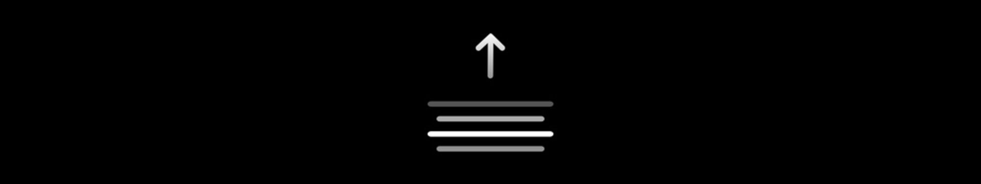Stack Upload Icon Animation on Black Background. Upload Progress, Preloader Animation Web Design Template. Seamless Loop Animation in 4K Ultrawide.
