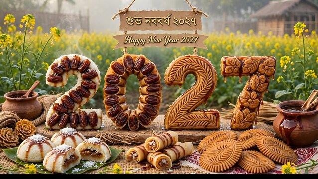 Happy New Year 2027 pitha winter festival