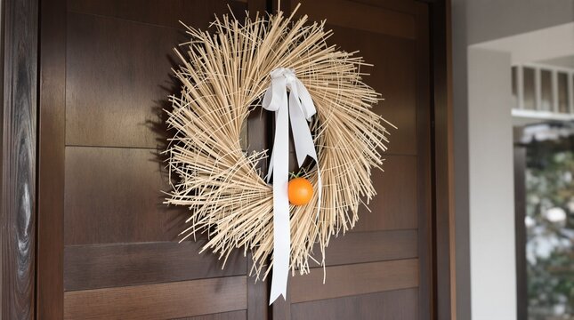 Shimenawa New Year Wreath on a Japanese Front Door