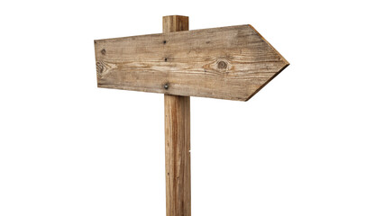 Blank vintage wooden directional arrow signpost sign isolated on transparent background © James