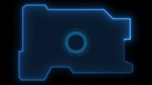 HUD interface animation incorporates circular scanner reticles. Tactical surveillance monitoring telemetry guides active HUD interface animation. Defense consoles use interface.