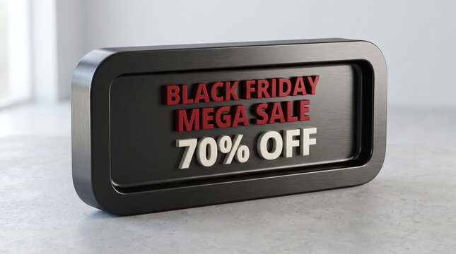 Stylish 3d black friday mega sale sign with 70 percent discount