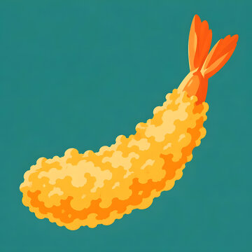 Fried shrimp tempura illustration with crispy golden batter