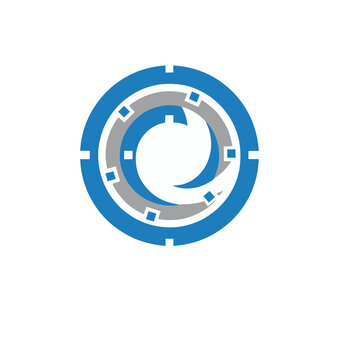Abstract circular logo with blue and gray elements