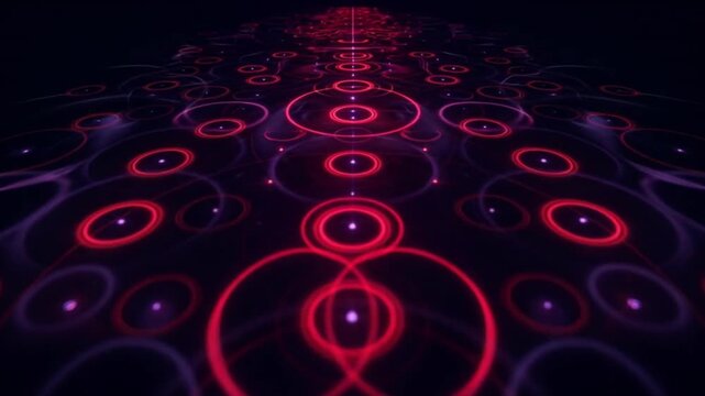 非線形光学ソリトンと回折光リングが深遠な空間を満たすサイバー背景動画