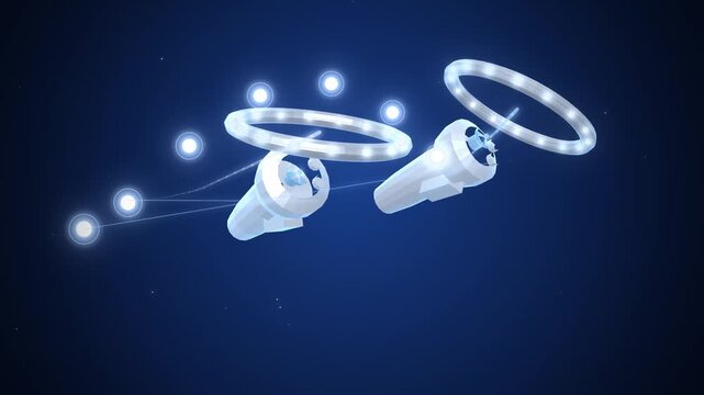 White VR controller with tracking ring and trails seamless loop