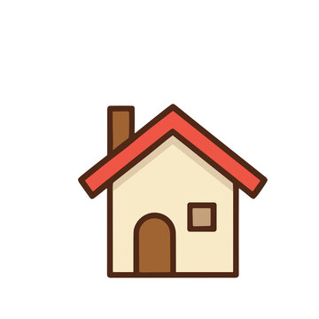 Simple house illustration with red roof and chimney