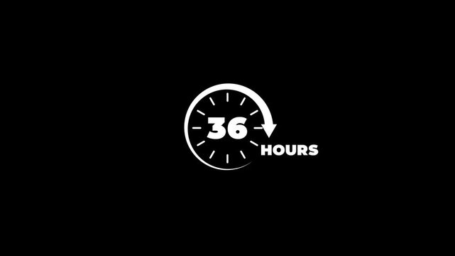 36 hours countdown timer animation with circular progress indicator for business deadlines and events