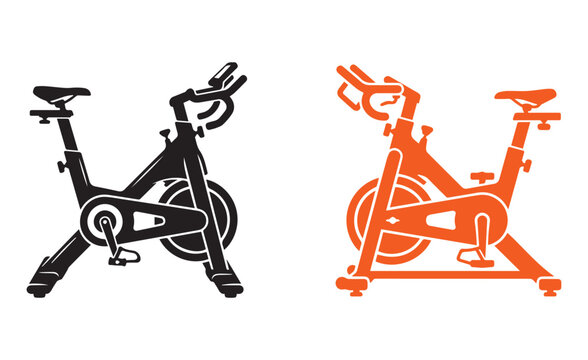 Two images of a modern exercise bike one in color and one in black and white