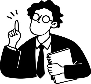 Vector Illustration of Business Person with Notepad and Glasses