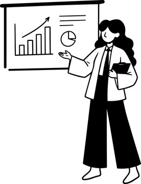 Vector Illustration of Businesswoman Presenting Data