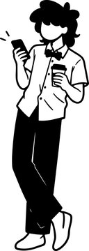 Vector Illustration of Person Using Smartphones in Flat Style