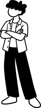 Vector Illustration of Confident Woman Standing Crossed Arms