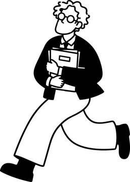 Vector Illustration of Person Kneeling with Books in Flat Style