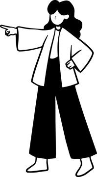 Vector Illustration of Woman Pointing with Hand Gesture