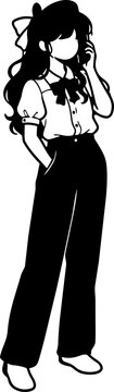 Vector Illustration of Girl Talking on Phone in Flat Style
