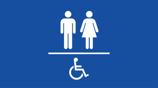 Restroom Iconography: A clear and concise graphic representation of public restroom facilities, denoting male, female, and accessible stalls with universal symbols.