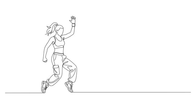 Continuous line drawing of a dancer in motion with line art minimalist movement illustration minimalism