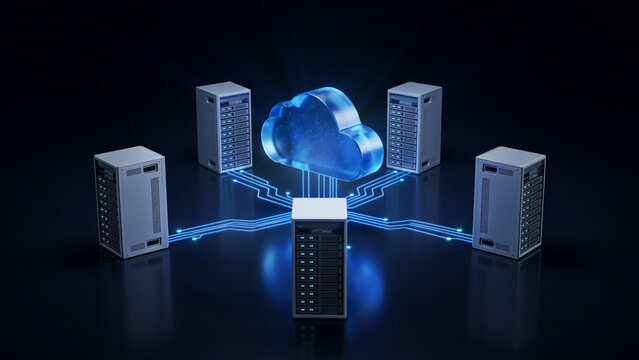 Cloud computing server architecture with centralized data storage hub and interconnected units computing technology architecture connection information infrastructure hardware internet