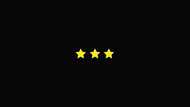 Three stars rating icon indicates medium customer satisfaction. Clear stars rating icon evaluates service feedback. Modern stars rating icon for review displays.