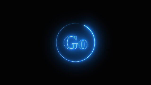 Glowing go text button signals instant action and start commands. Bold go text button invites fast player interaction. Modern go text button for interface UI.