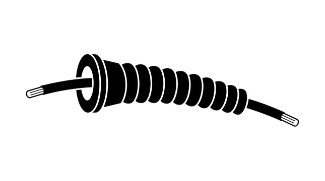 Flexible spiral cord protector and cable strain relief sleeve in bold black graphic silhouette.