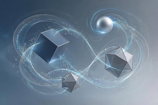 Abstract Quantum Computing Visualization with Floating 3D Elements